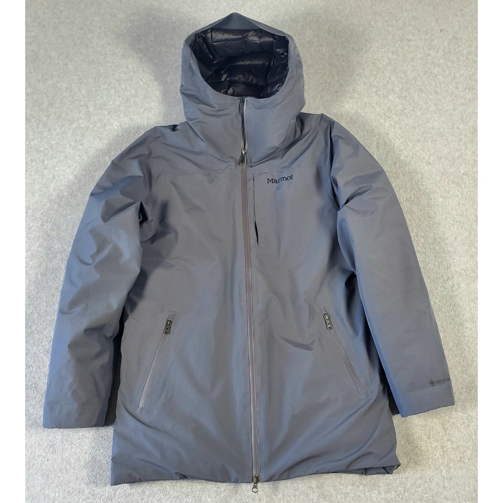 Marmot Gore-Tex Oslo Down Parka Jacket Men Small Gray 700-Fill Waterproof Hooded